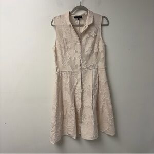 Lafayette 148 New York Ecru Raffia Textured Sleeveless Cotton Dress Size 12‎